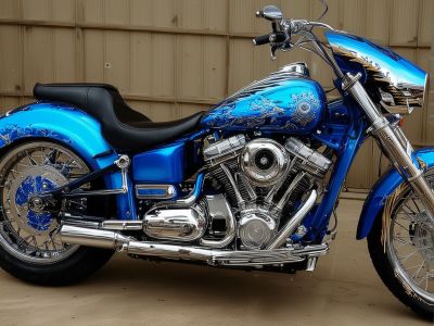 Motorcycle custom paint job with airbrushed graphics