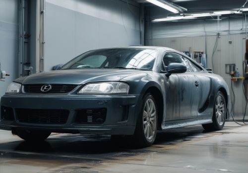 Detail view of precision scratch repair showing seamless paint blending technique