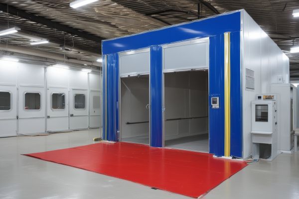 Auto painting facility showing professional equipment, paint booths, and quality control area